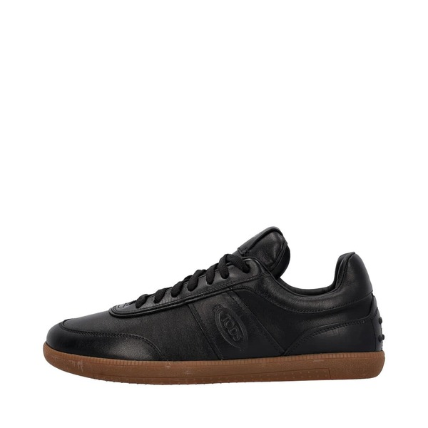 Leather Logo Lace Up Trainers Black