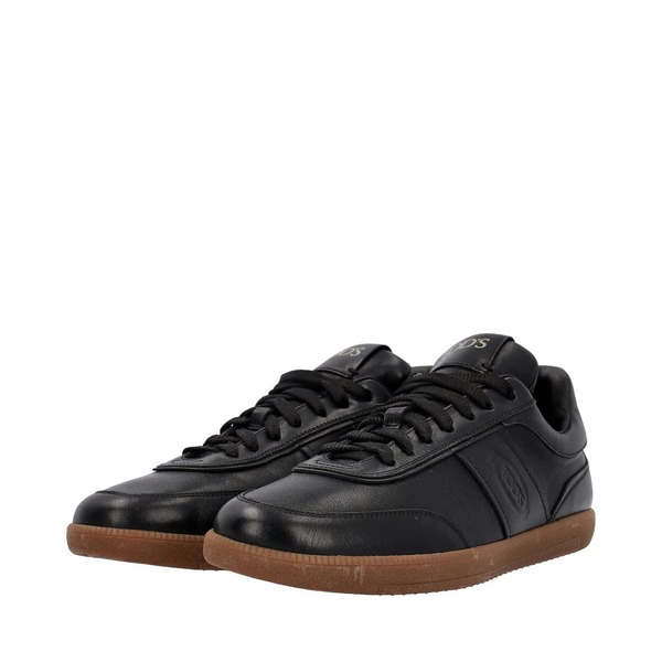 Leather Logo Lace Up Trainers Black