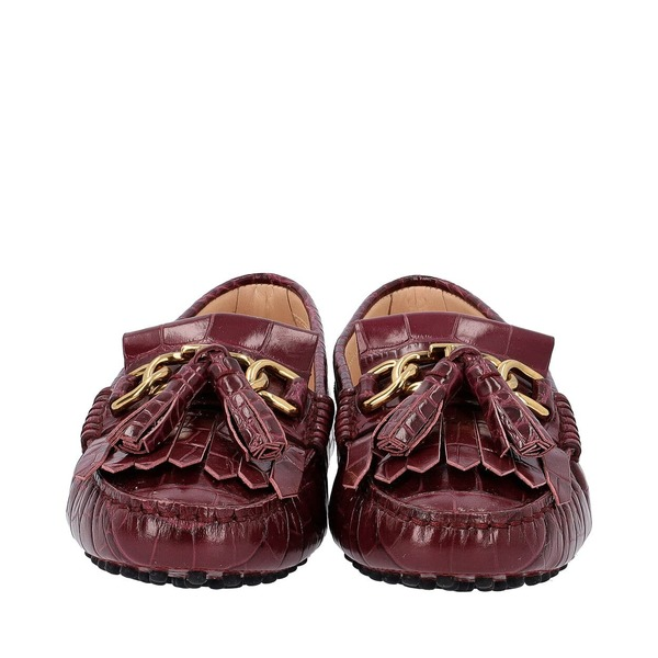 Croc Embossed Tassel Loafers Purple