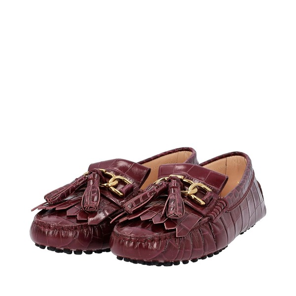 Croc Embossed Tassel Loafers Purple