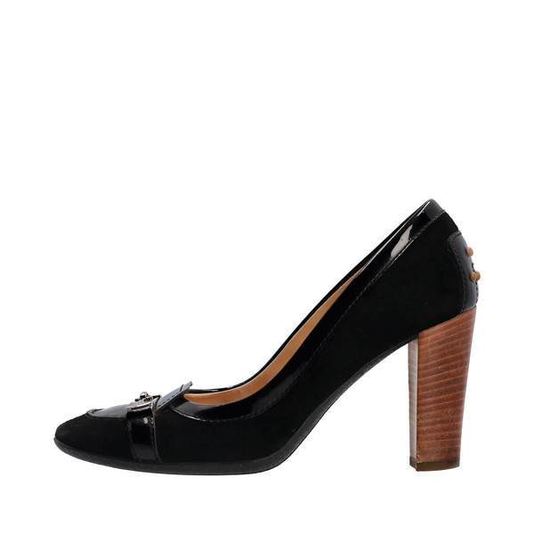 Suede/Patent Block Heels Pumps Black/Brown