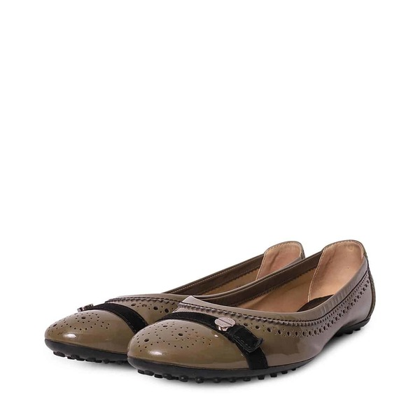 Patent Ballerina Flats Khaki