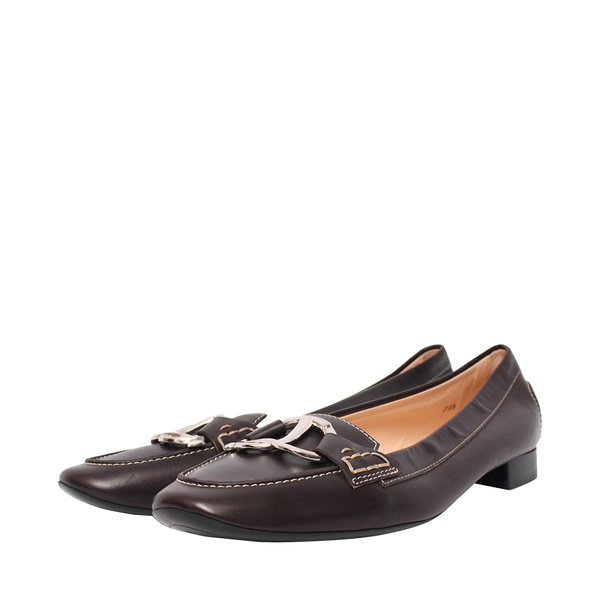 Leather Knot Loafers Chocolate