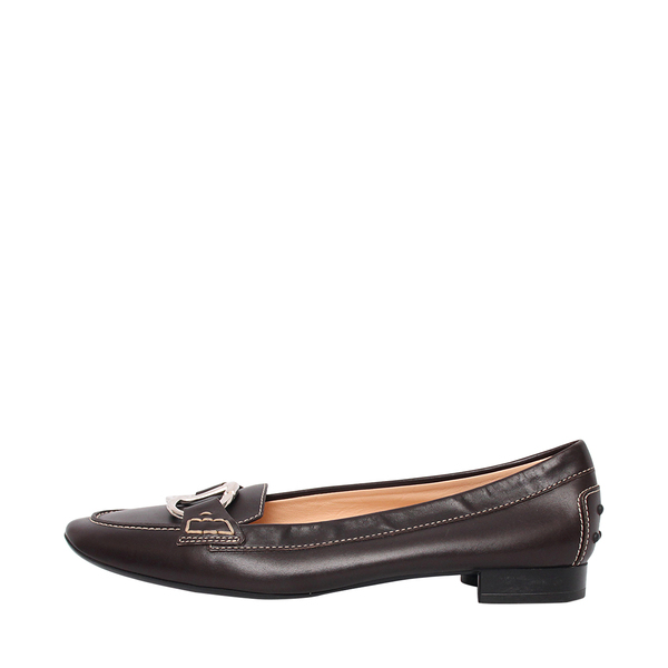 Leather Knot Loafers Chocolate