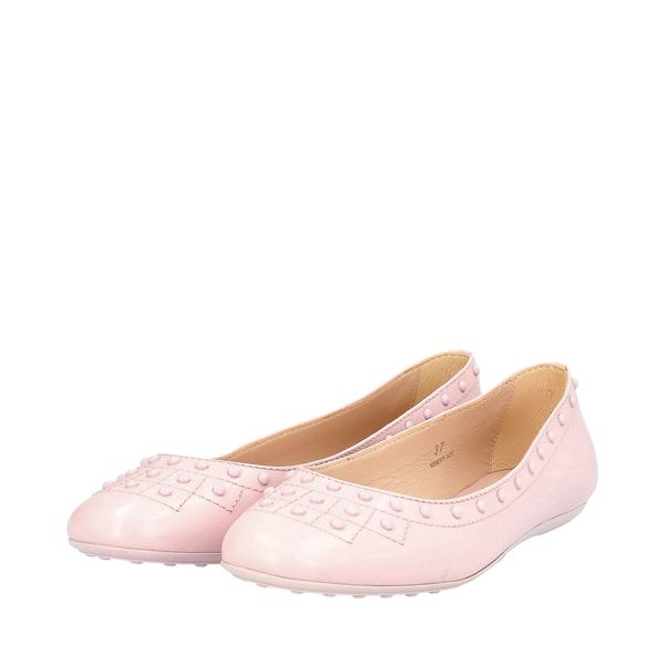 Leather Studded Ballerina Flats Lilac