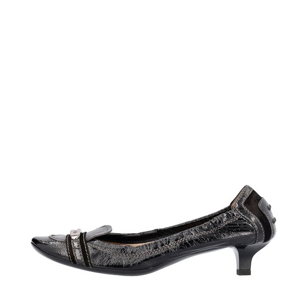 Leather Kitten Heel Pumps Black