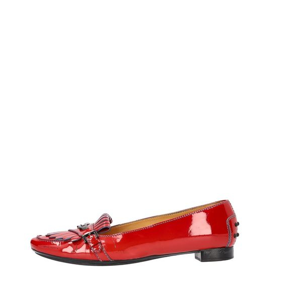 Patent Fringe Loafers Red