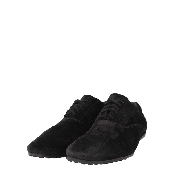 Suede Lace Up Gommino Loafers Black