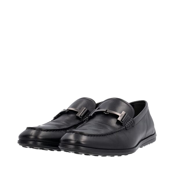 Leather T-Bar Loafers Black