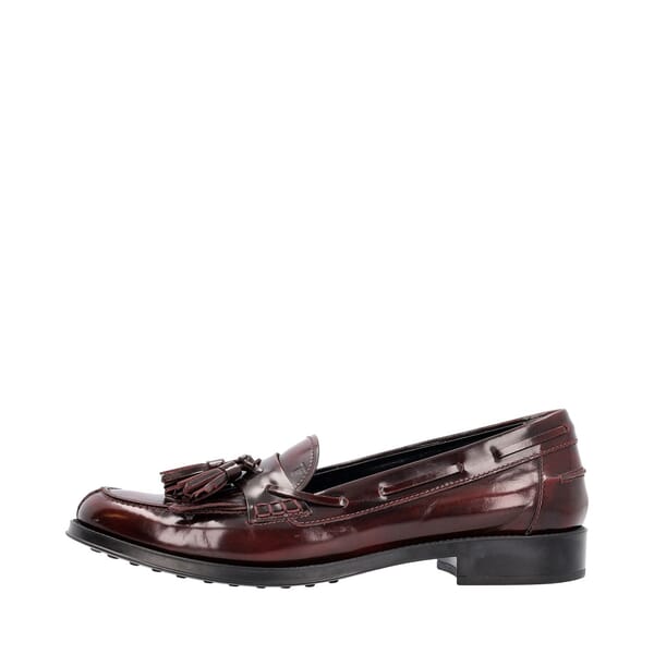 Leather Tassel Loafers Burgundy