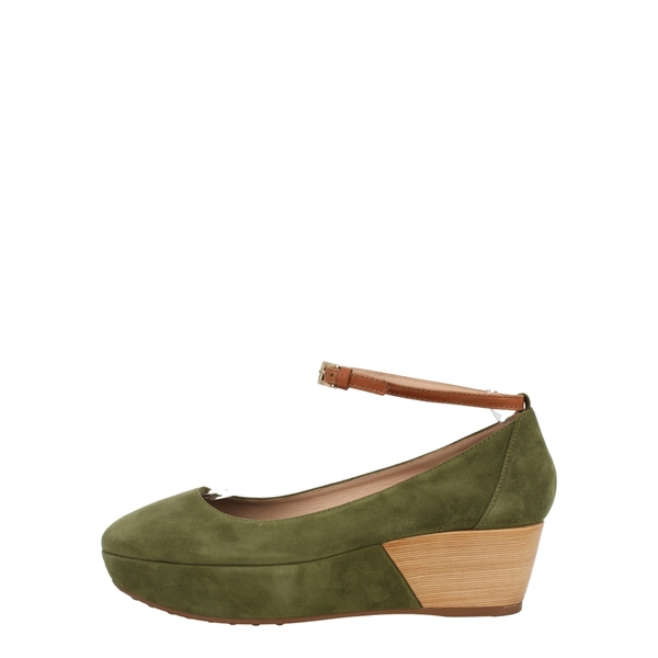 Suede Mary Jane Platform Wedge Pumps Green
