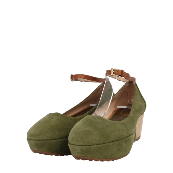 Suede Mary Jane Platform Wedge Pumps Green