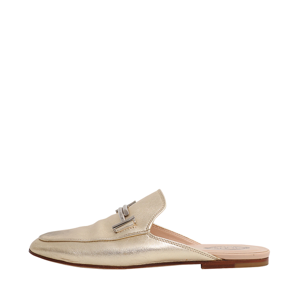 Leather Double T Mules Gold