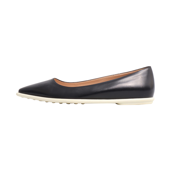 Leather Pointed Loafers Black