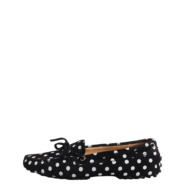 Suede Gommino Driving Loafers Black/White