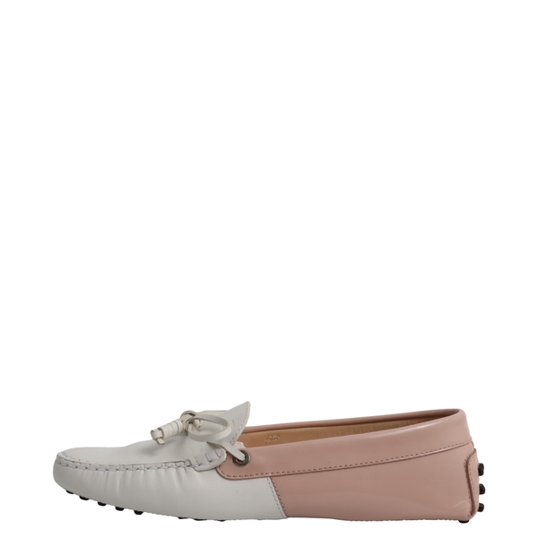 Leather/Patent Gommino Driving Loafers White/Nude