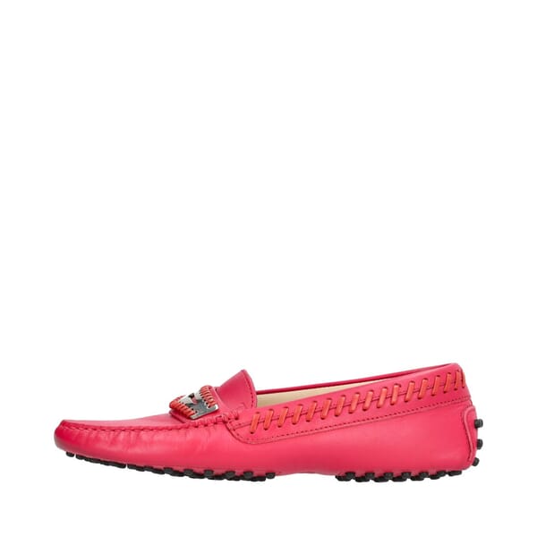 Leather Whip Stitch Loafers Pink