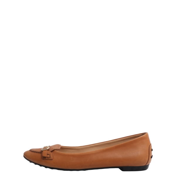 Leather Ballerina Gommino Flats Tan