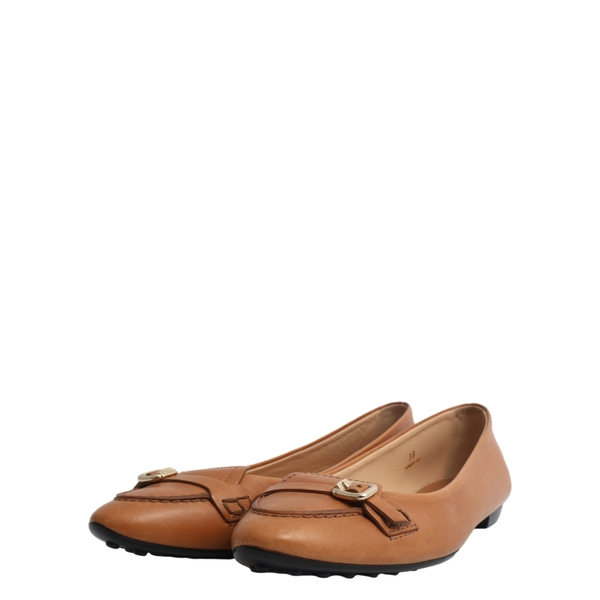Leather Ballerina Gommino Flats Tan