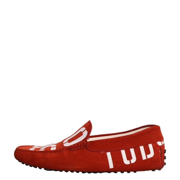 Suede Logo Loafers Red/White