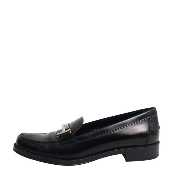 Leather Double T Loafers Black