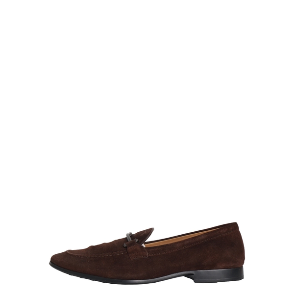 Suede T Bar Loafers Dark Brown