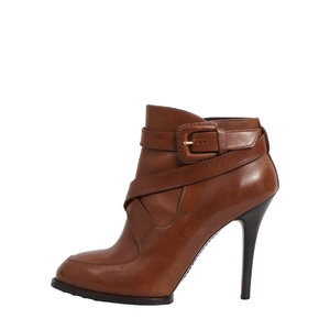 Leather Buckle Ankle Boots Tan, view 2