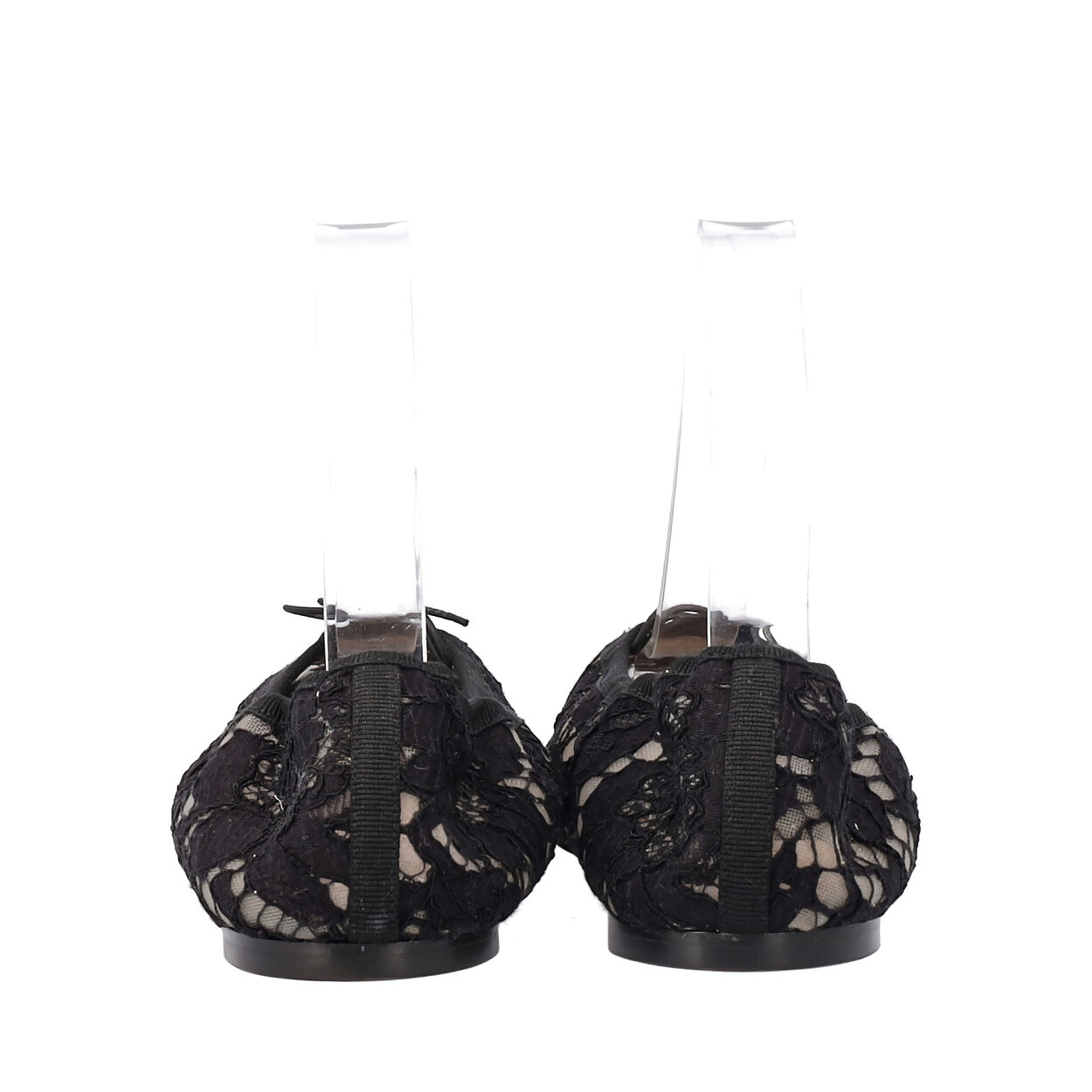 VALENTINO Lace Ballerina Flats Black | Luxity