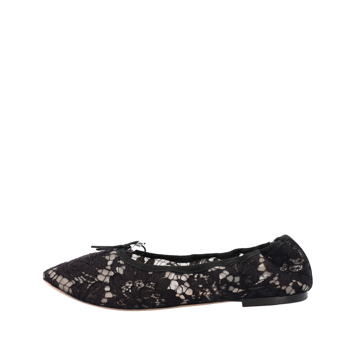 VALENTINO Lace Ballerina Flats Black | Luxity