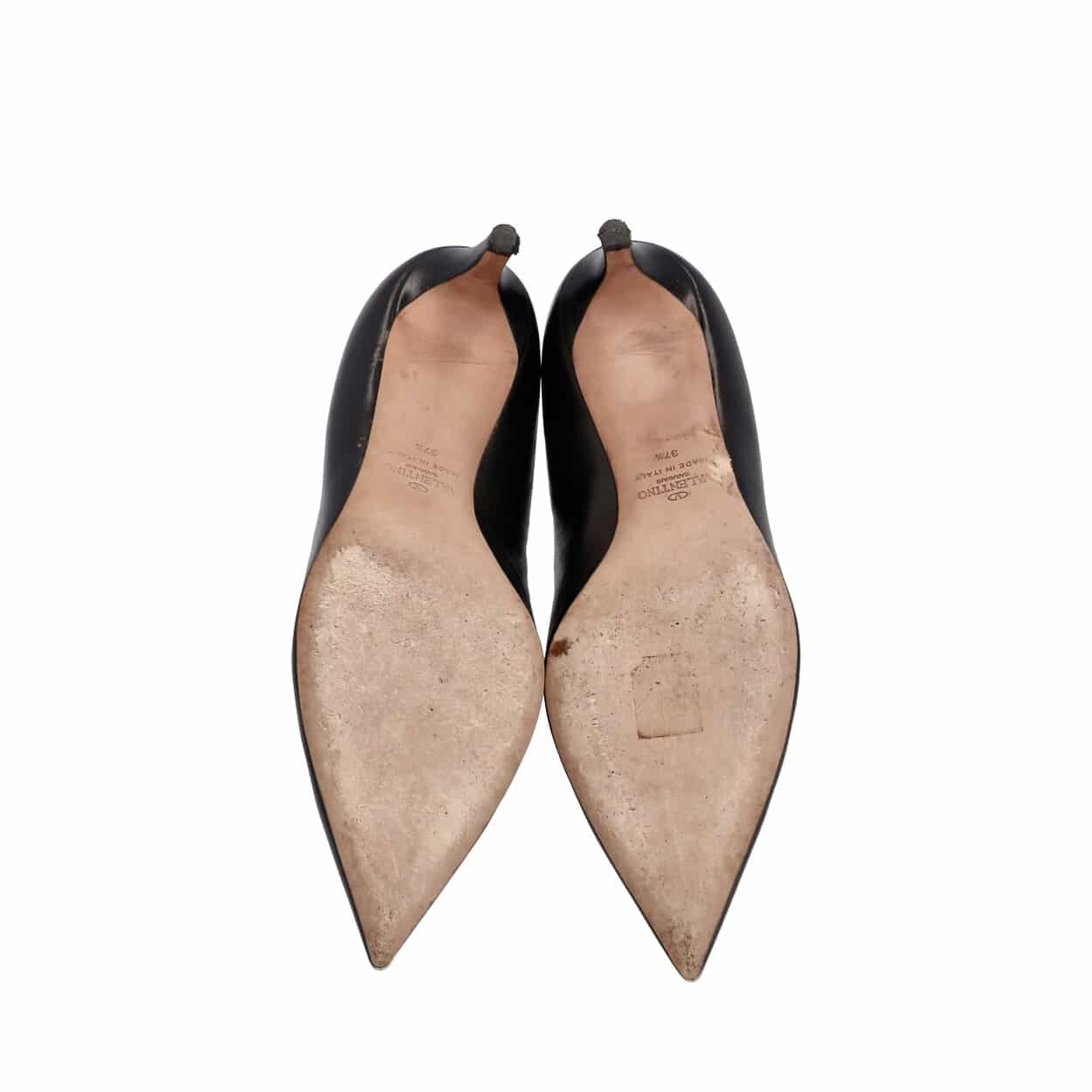 VALENTINO Leather Rockstud Lace Up Pumps Black | Luxity