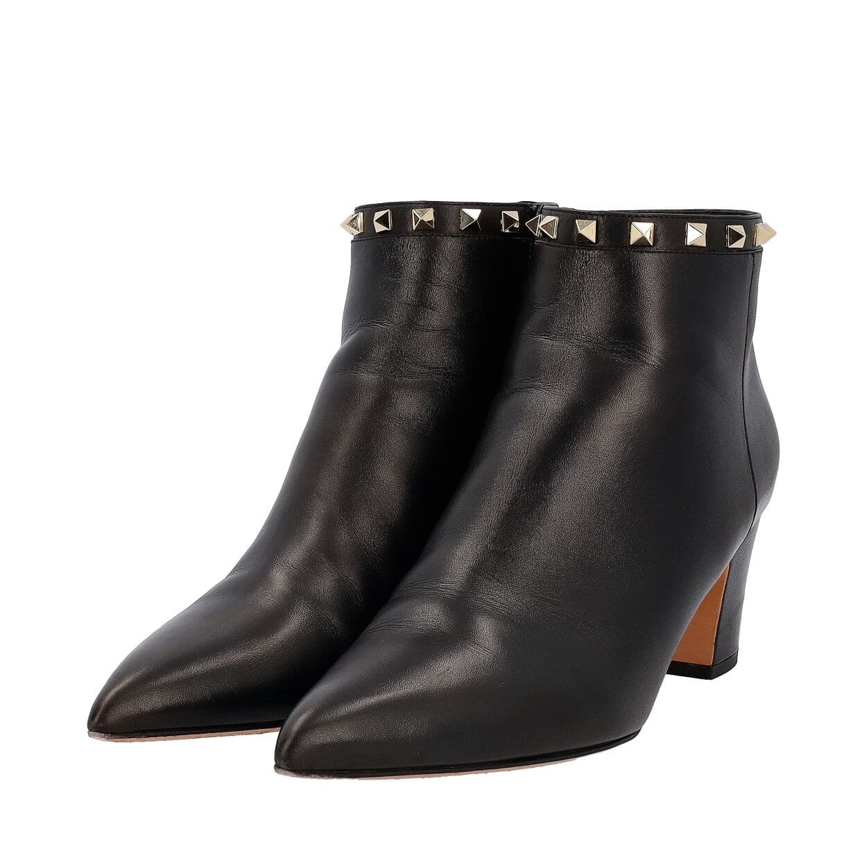 VALENTINO Leather Rockstud Ankle Boots Black | Luxity