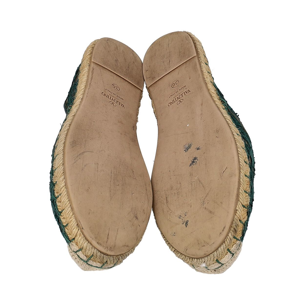 VALENTINO レースエスパドリーユ VALENTINO Lace Espadrilles Green | Luxity