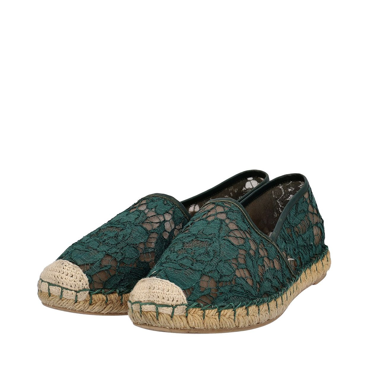 VALENTINO レースエスパドリーユ VALENTINO Lace Espadrilles Green | Luxity