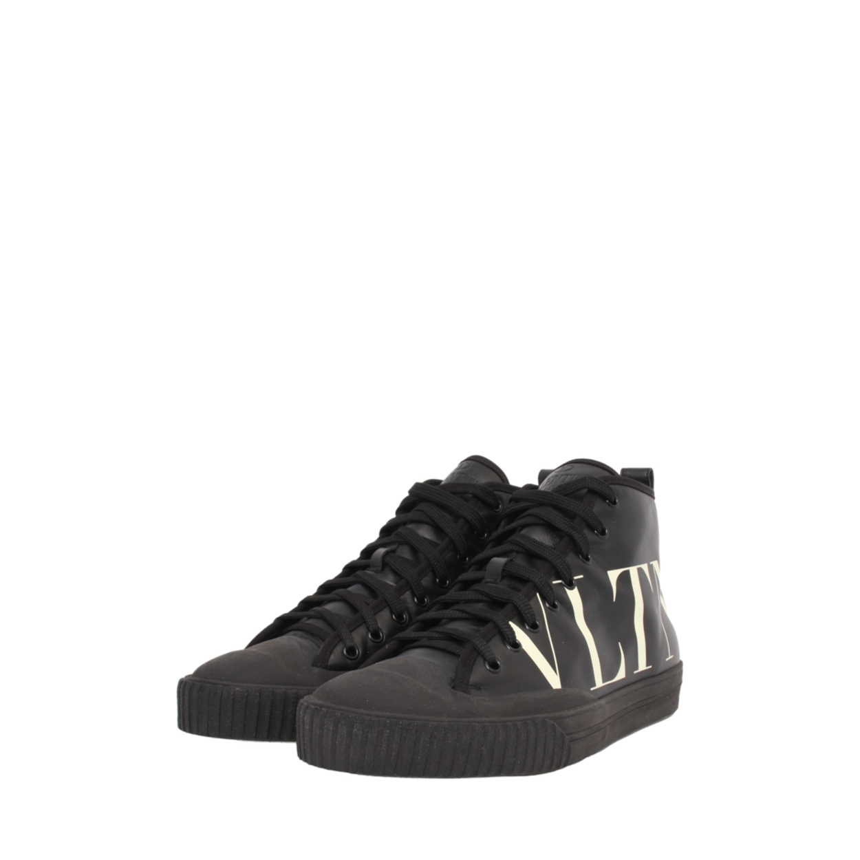 VALENTINO Leather VLTN High Top Sneakers Black | Luxity