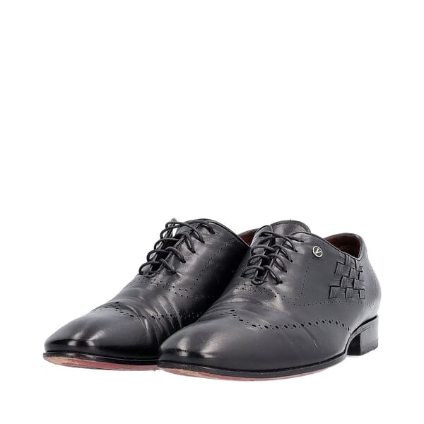 Leather Lace Up Derby Shoes Black