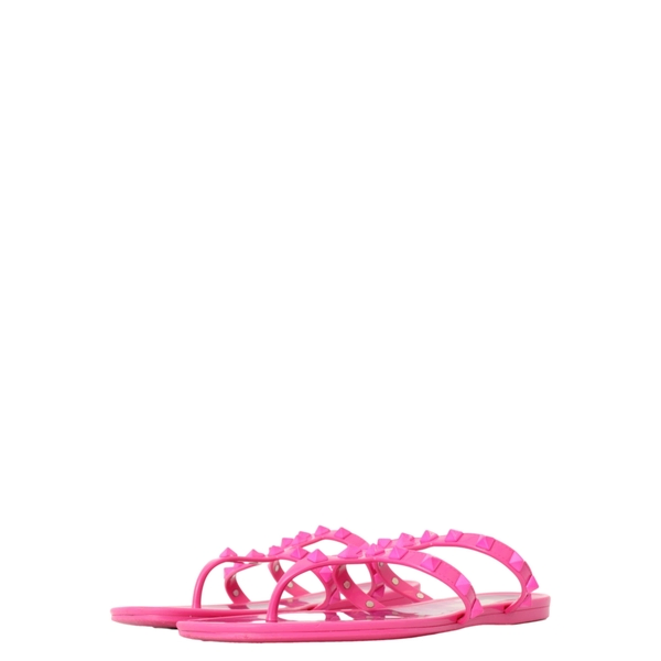 Rubber Rockstud Thong Slide Sandals Pink