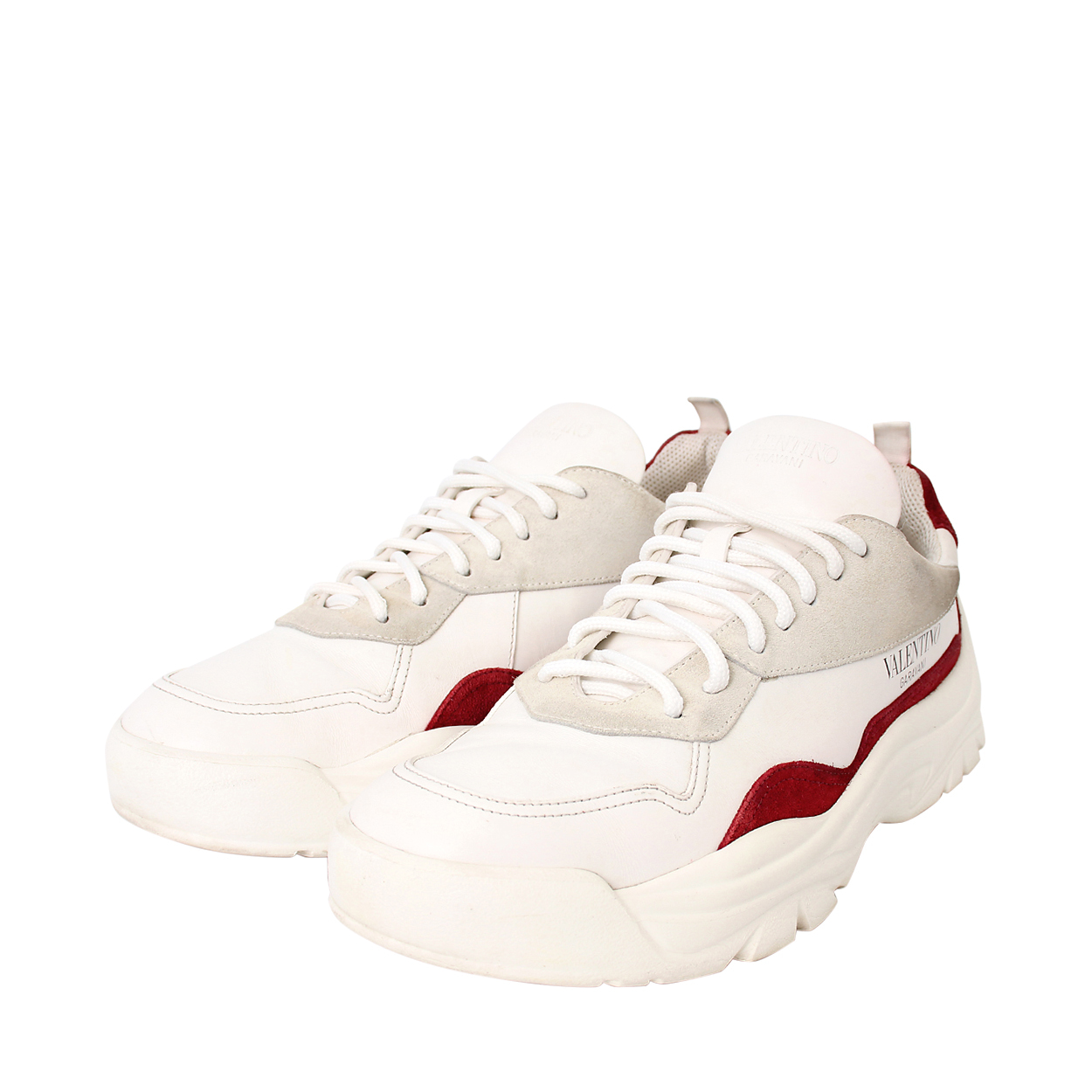 VALENTINO Leather/Suede Gumboy Sneakers White/Red | Luxity
