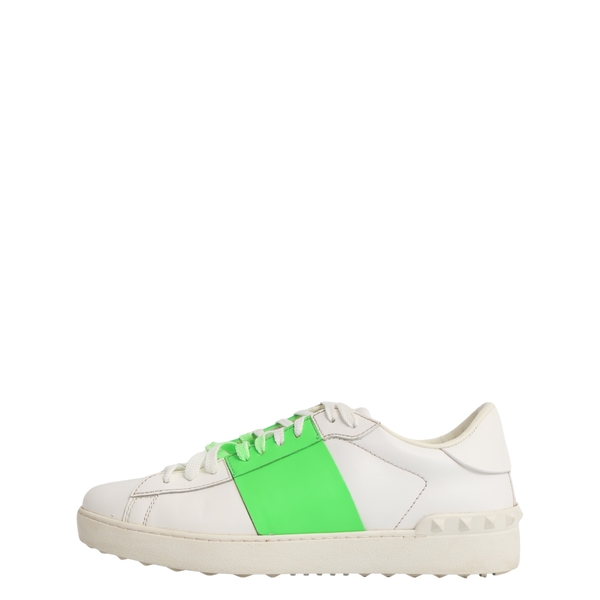 Leather Rockstud Sneakers White/Green