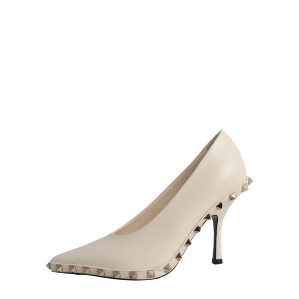 GARAVANI Leather Rockstud Pumps Ivory