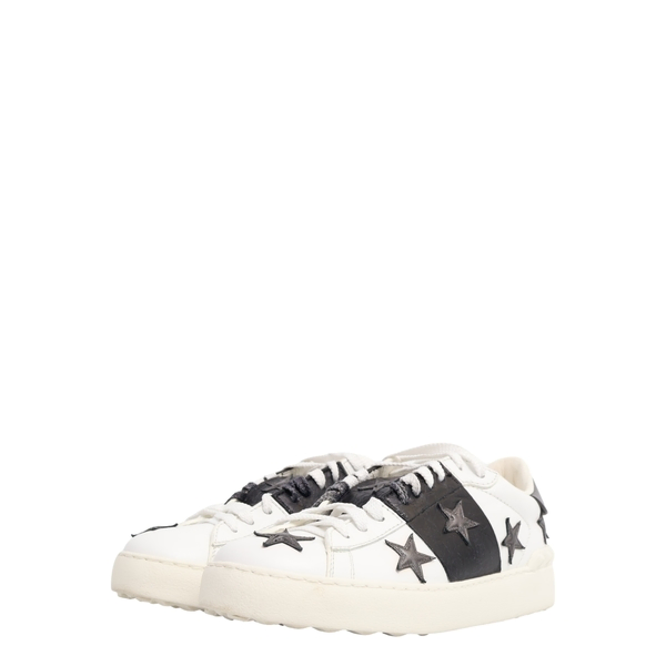 Leather Rockstud Star Embroidered Sneakers White/Black