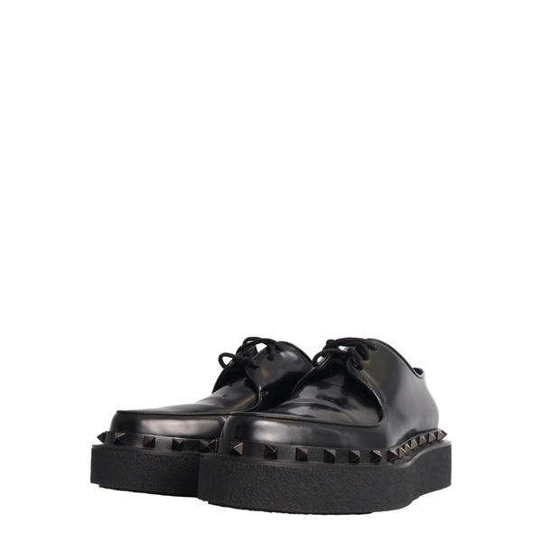 Leather M-Way Rockstud Derby Shoes Black