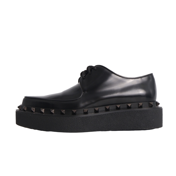 Leather M-Way Rockstud Derby Shoes Black