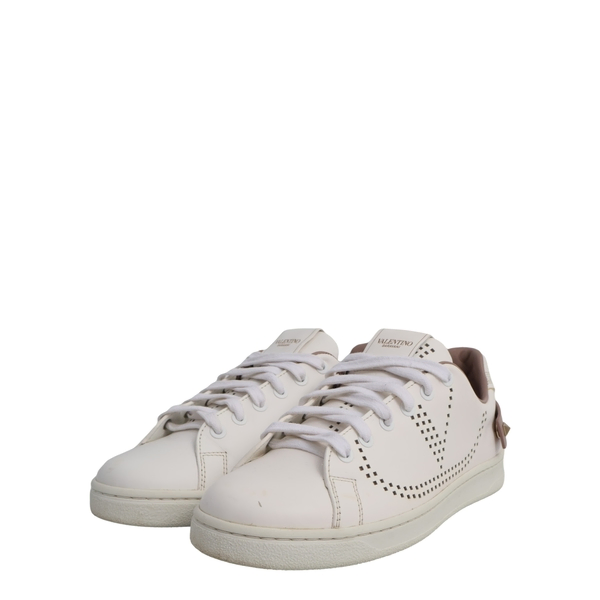 Leather Backnet Perforated Sneakers White