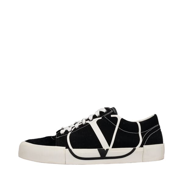 Canvas/Suede Printed V-Logo Sneakers Black