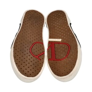 Canvas/Suede Printed V-Logo Sneakers Black, view 5