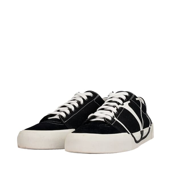 Canvas/Suede Printed V-Logo Sneakers Black
