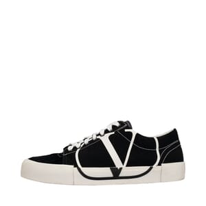 Canvas/Suede Printed V-Logo Sneakers Black, view 2