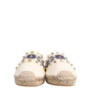 Leather Embroidered County Espadrilles White, view 3