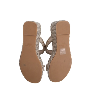 Leather/Rope Rockstud Torchon Wedge Espadrilles Ivory, view 5