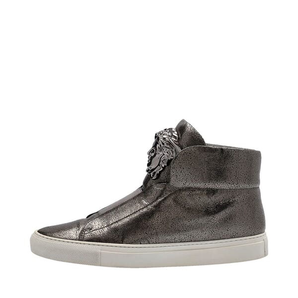 Leather Palazzo High Top Sneakers Metallic Grey